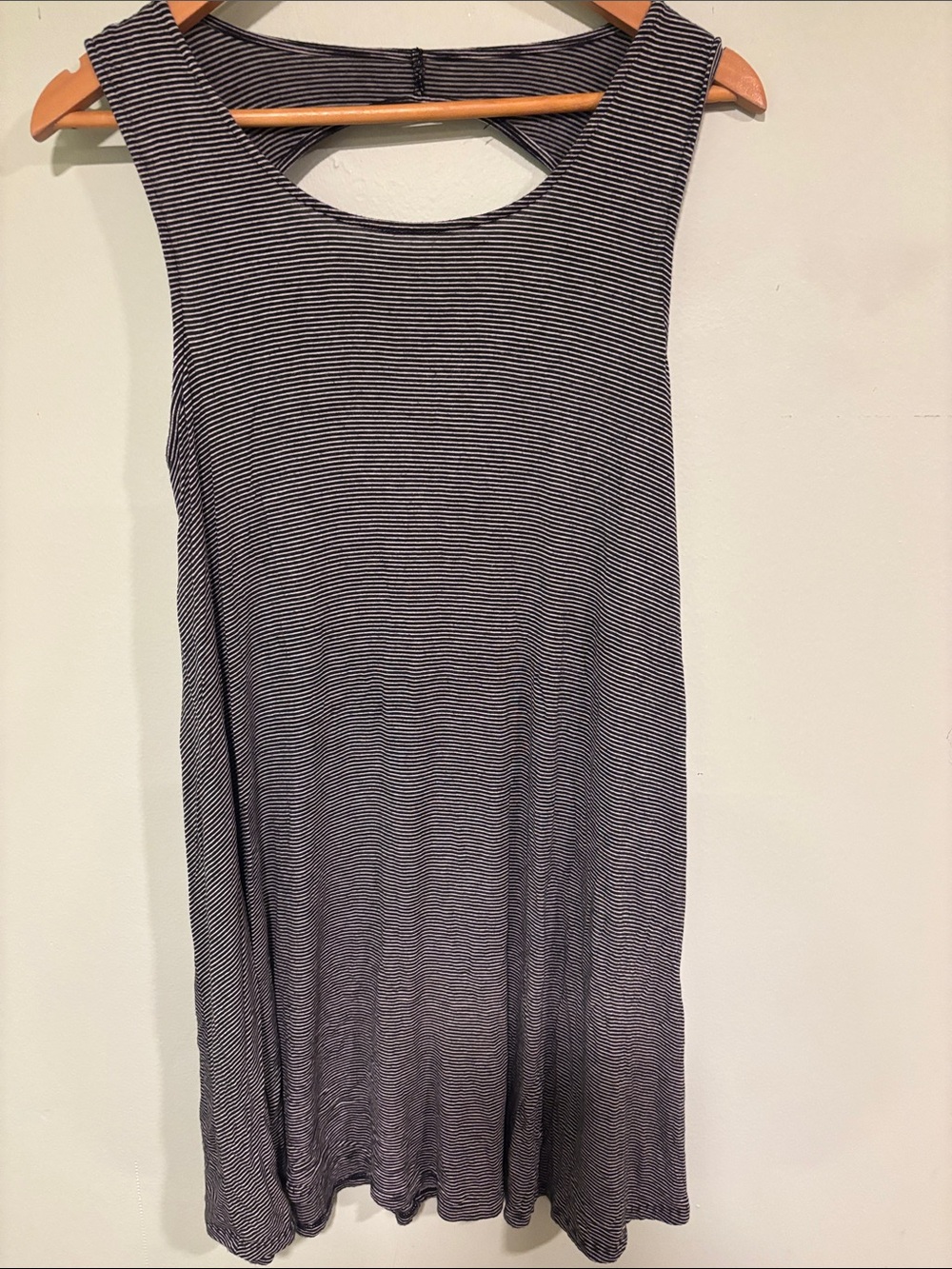 American Eagle Women's Striped Sleeveless Swing Dress - Black & White
